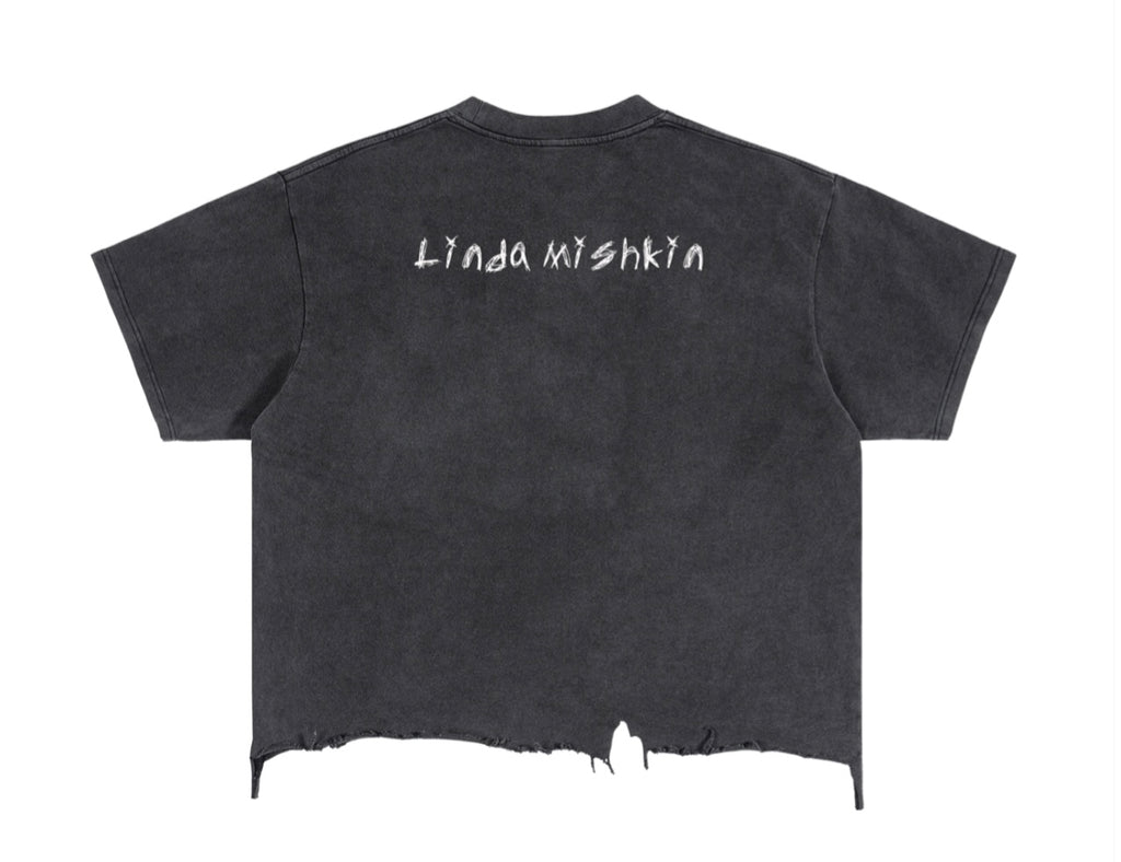 Linda Mishkin Vintage Wash Boxy Distressed Hem T-Shirt