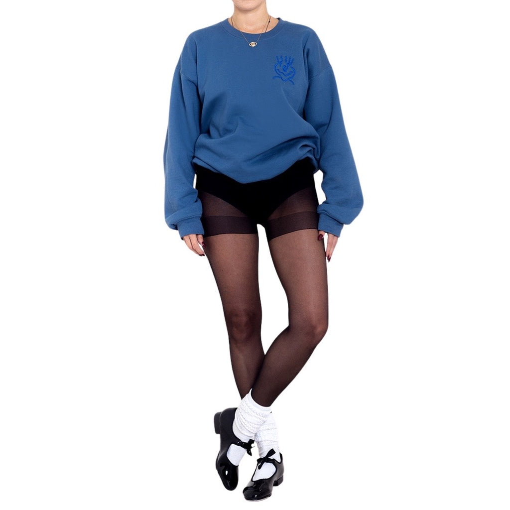 Cotton Embroided Crewneck Sweater Unisex Brown