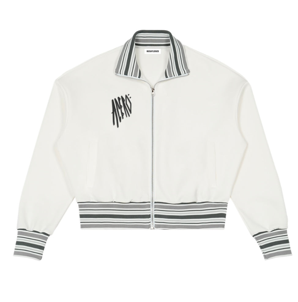 Andreina Acero Striped Rib Collar Zip Jacket