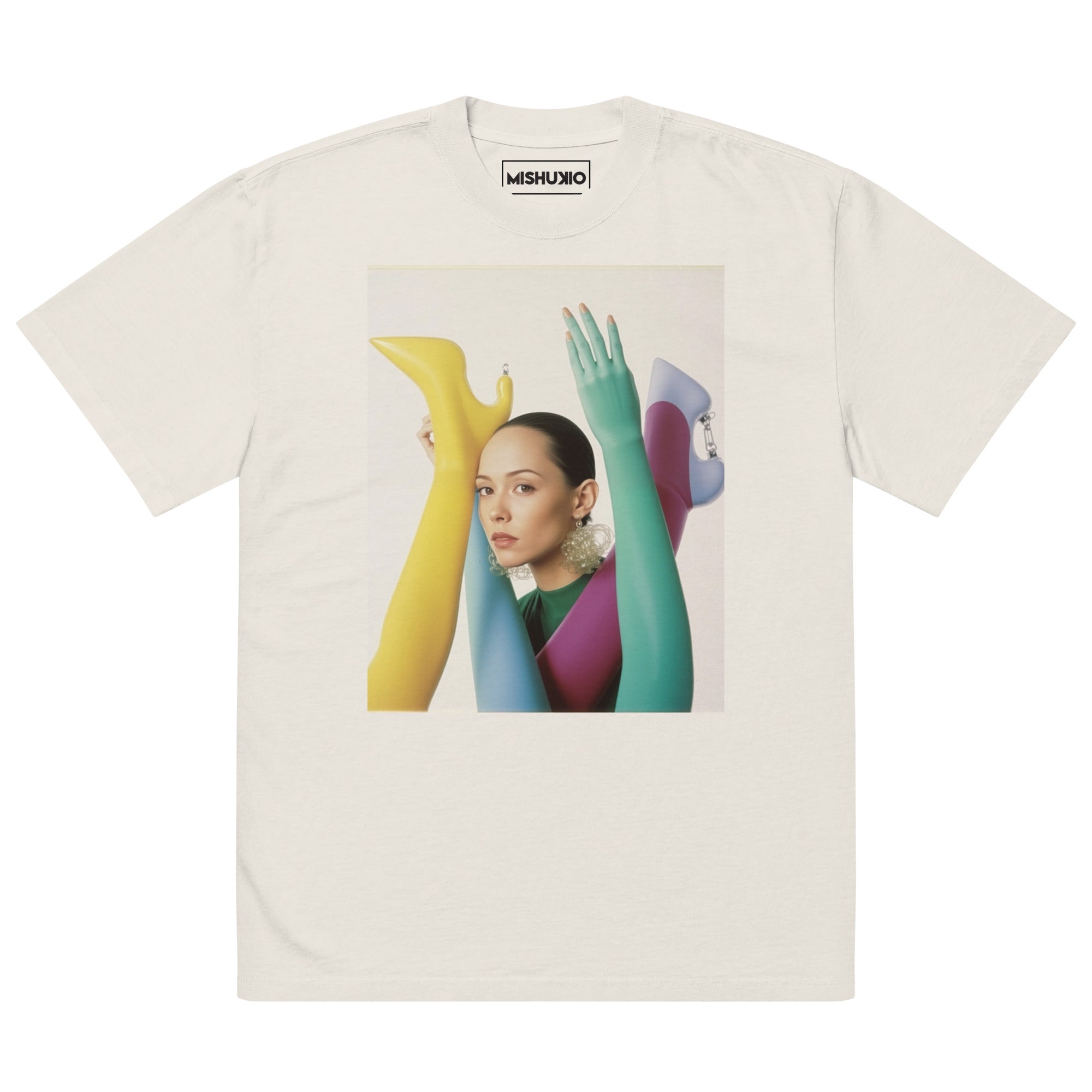 Printed Oversized T-Shirt Unisex Beige