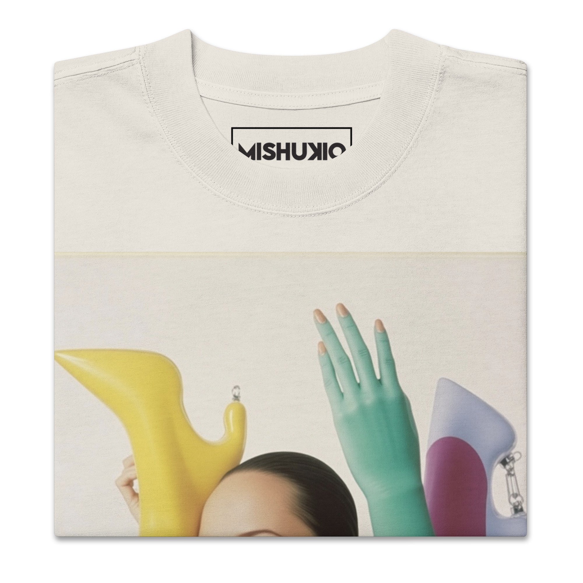 Printed Oversized T-Shirt Unisex Beige