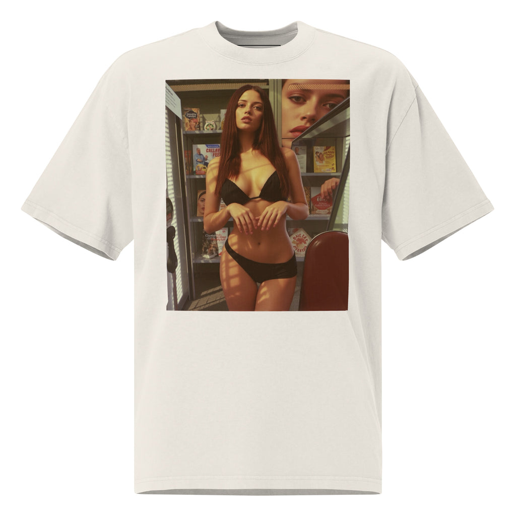 Printed Oversized T-Shirt Unisex Beige