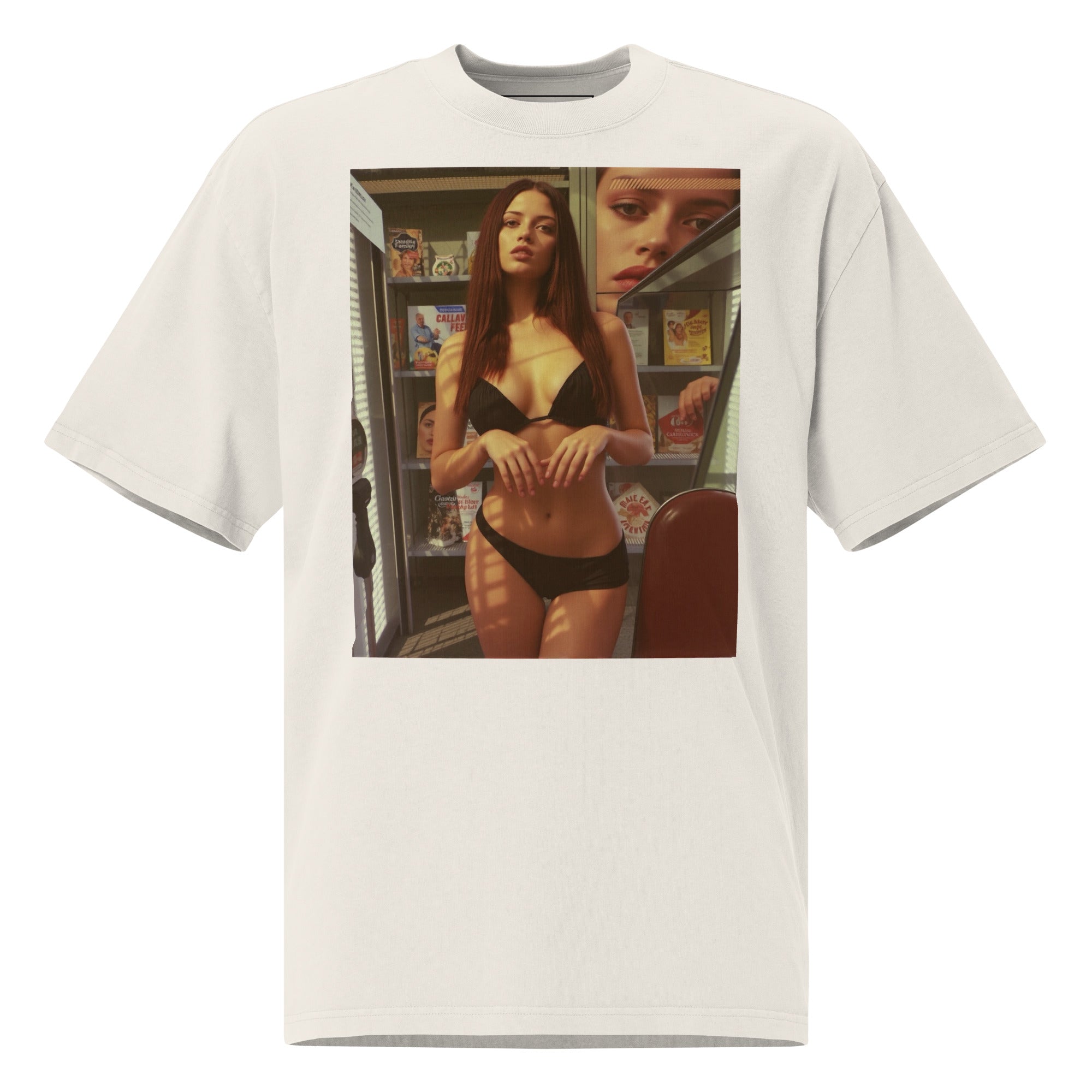 Printed Oversized T-Shirt Unisex Beige