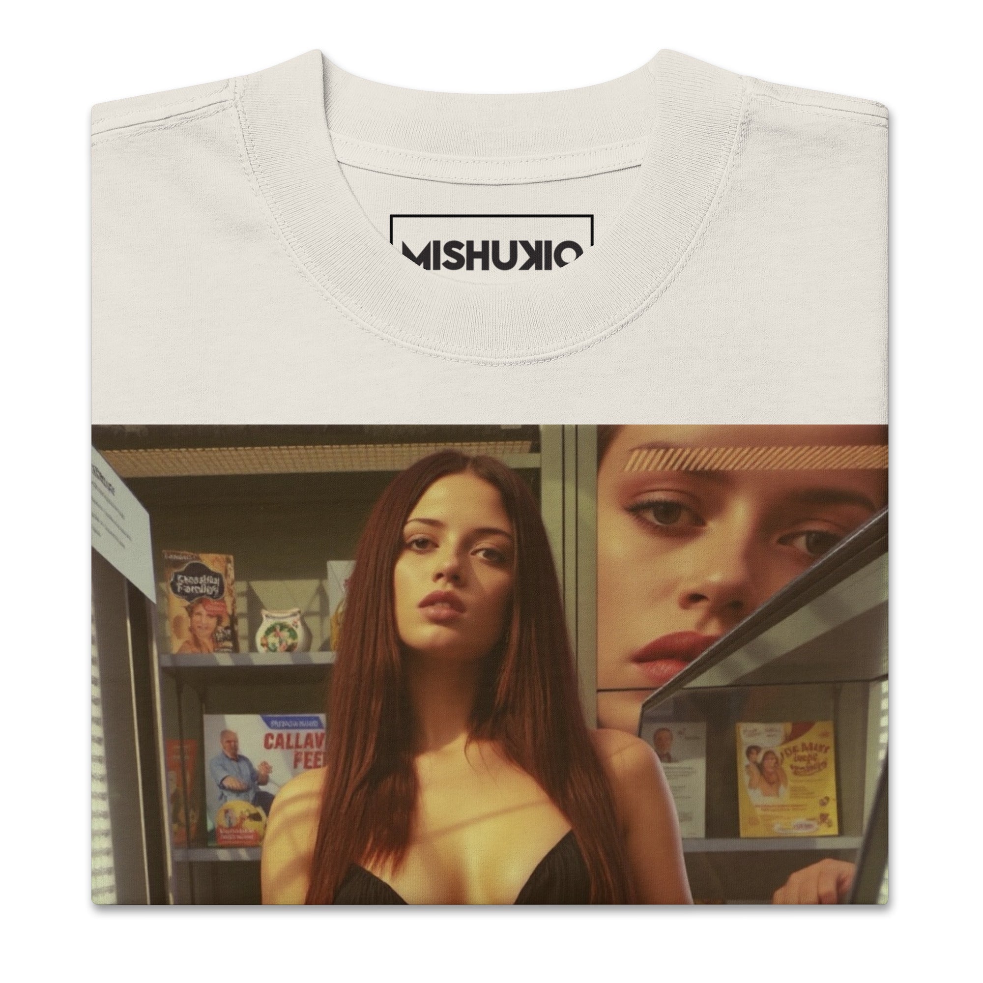 Printed Oversized T-Shirt Unisex Beige