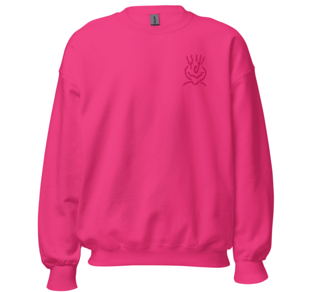 Michelle Mishkin Cotton Embroided Crewneck Sweater Unisex Hot Pink