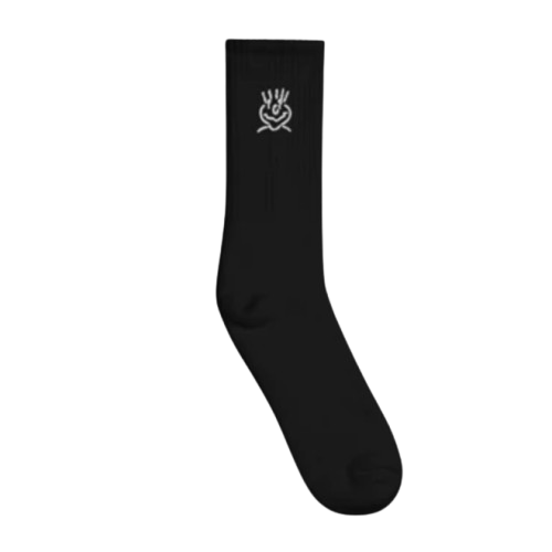 Embroided Black Middle Length Socks