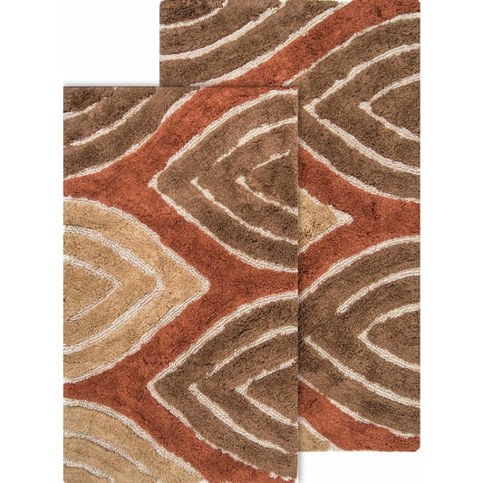 Davenport 21 in. x 34 in. and 24 in. x 40 in. 2-Piece Bath Rug Set in Adobe