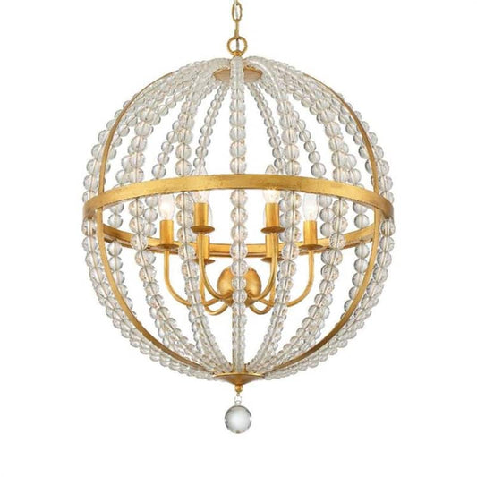 Roxy 6-Light Antique Gold Cage Chandelier