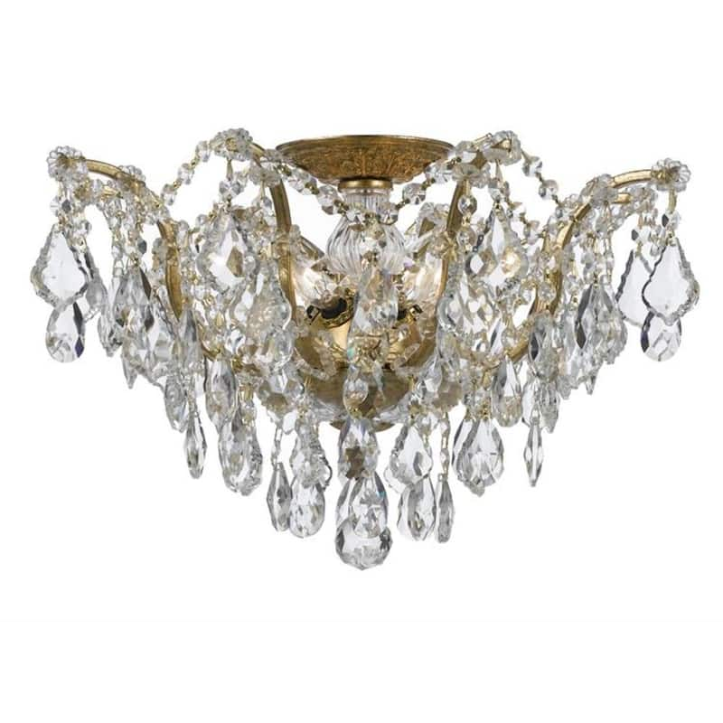 Filmore 19 in. 5-Light Antique Gold Semi-Flush Mount