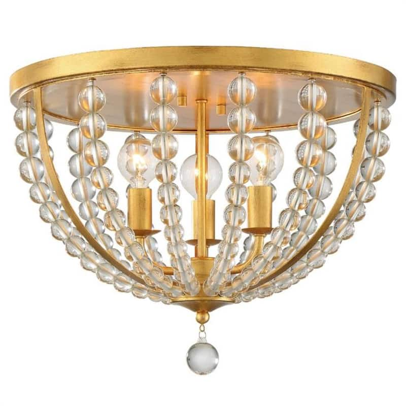 Roxy 16.5 in. 3-Light Antique Gold Flush Mount