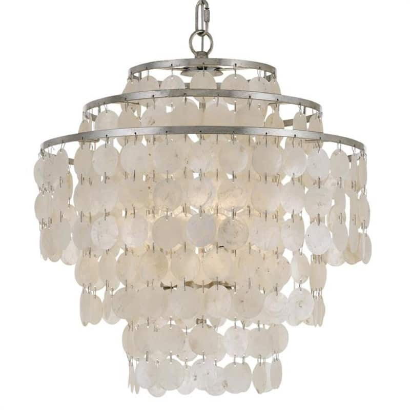 Brielle 4-Light Antique Silver Capiz Chandelier