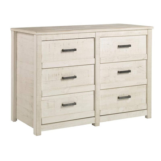 Carmel 6-Drawer Antique White Dresser 33.25 in. x 51 in. x 18.5 in.