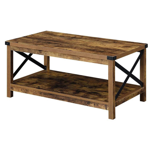 Durango 39.25 in.(W) Barnwood & Black 18 in.(H) Rectangular Particle Board Coffee Table