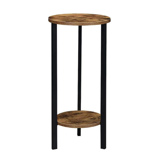 Graystone 31.5 in. H Barnwood/Black High Round Particle Board Indoor Plant Stand