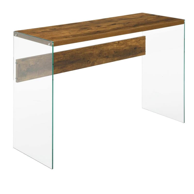 SoHo 44 in. Barnwood 30 in. Rectangle Particle Board Console Table/Desk with Glass Sides