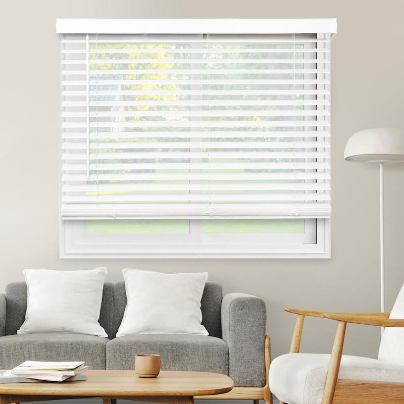 Basic Collection Pre-Cut 17.75 in. W x 60 in. L Cordless Room Darkening Faux Wood Blinds with 2 in. Slats