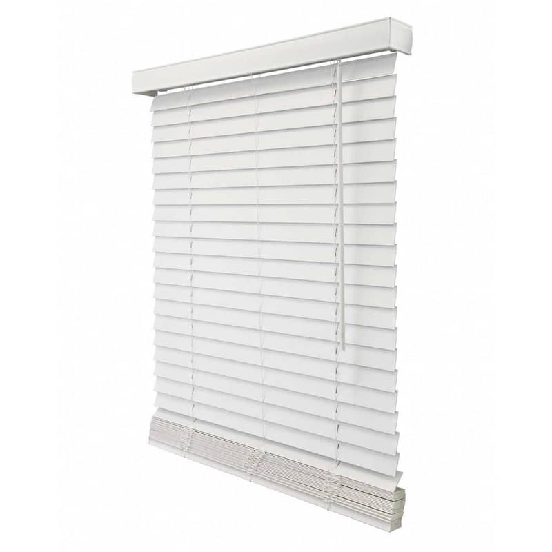 Basic Collection Pre-Cut 23.75 in. W x 72 in. L White Cordless Room Darkening Faux Wood Blind with 2 in. Slats