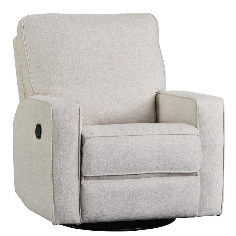 Beige Short Plush Recliner Chair Sofa with Padded Seat with 360¡ã Swivel and Rocking for Bedroom & Living Room