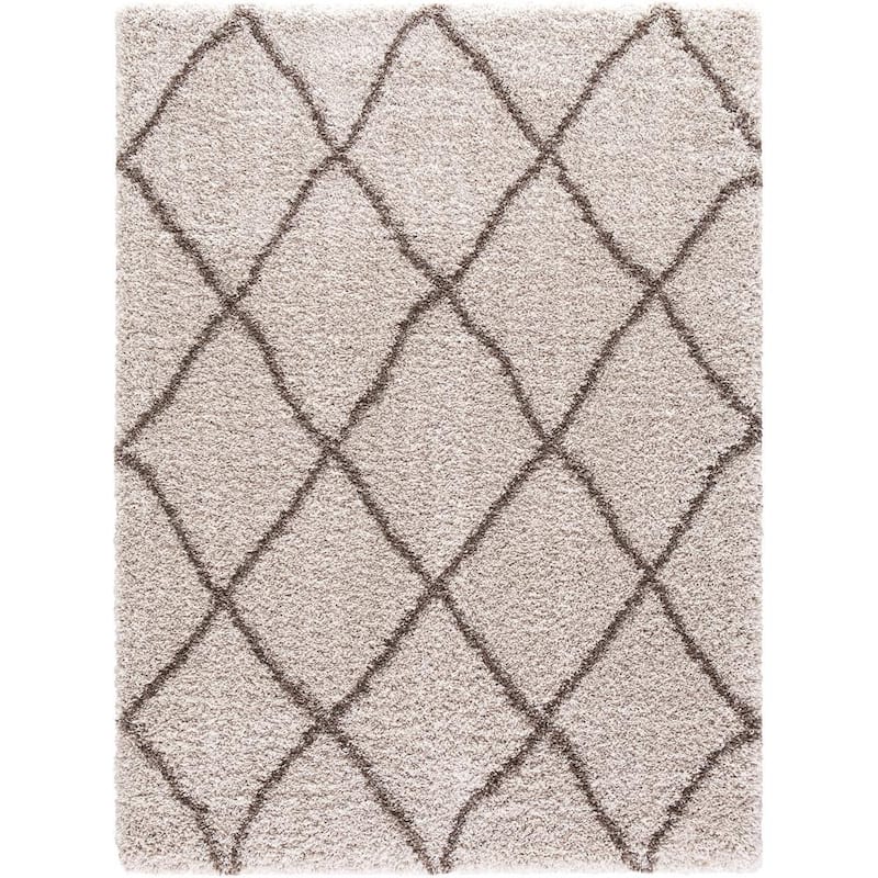 Ocean Shag Trellis Beige 3 ft. x 5 ft. Area Rug