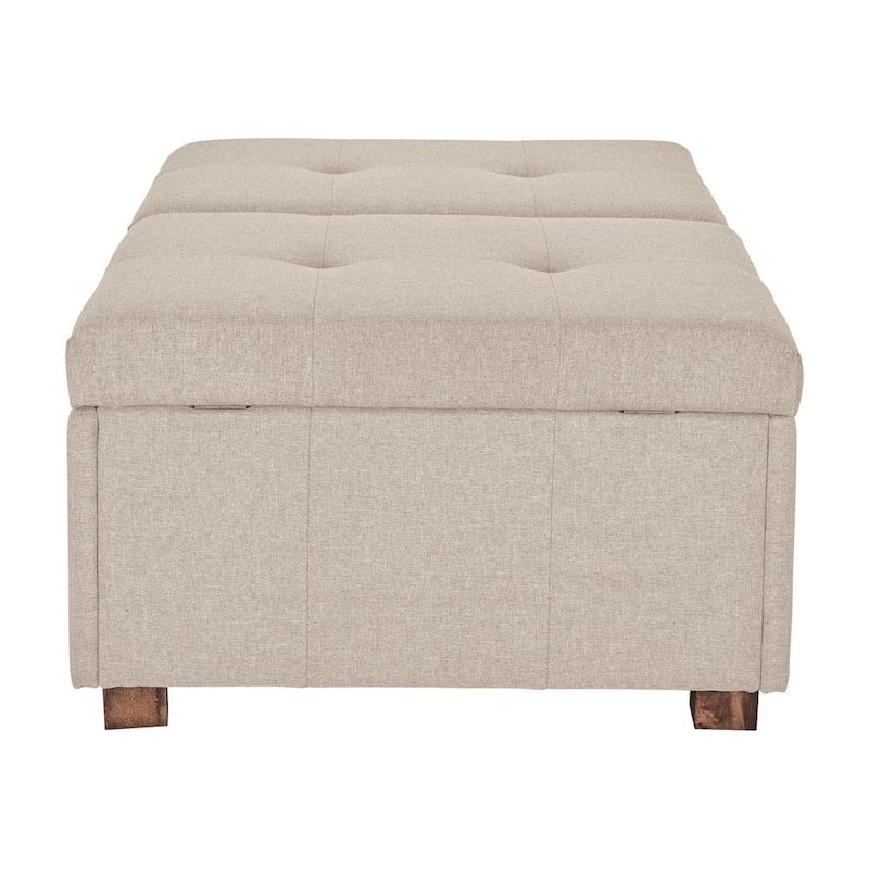 Yves Beige Double Storage Ottoman Bench