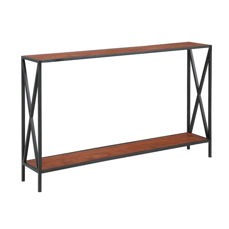 Tucson 9 in. Black/Cherry Rectangle Wood Console Table