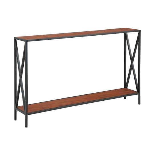 Tucson 9 in. Black/Cherry Rectangle Wood Console Table