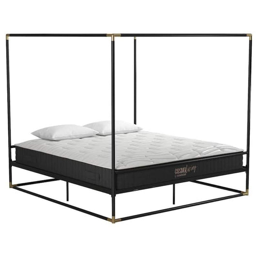 Celeste Black/Gold Canopy Metal King Size Bed Frame