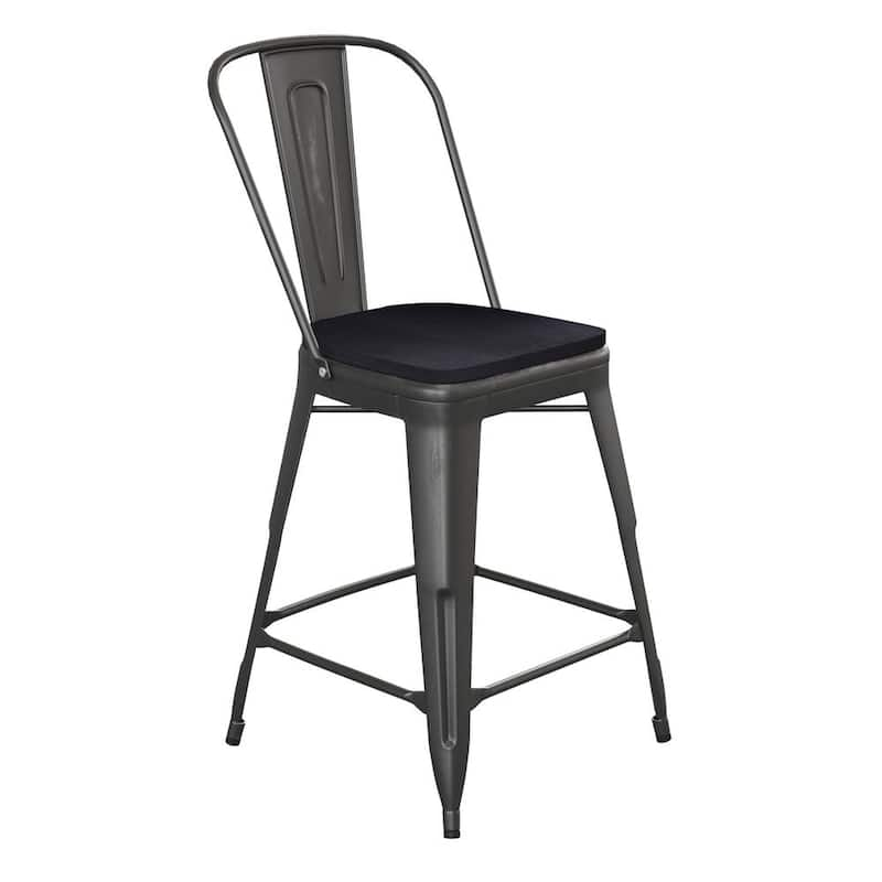 Black/Black Metal Outdoor Bar Stool