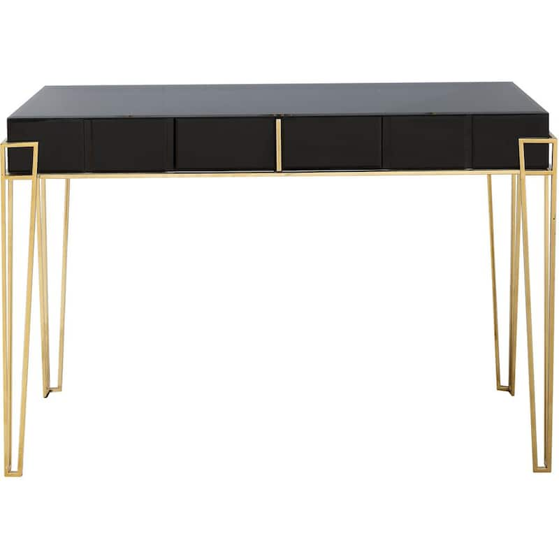 Daria 48 in. Black Rectangle Mirrored Glass Console Table with Drawers