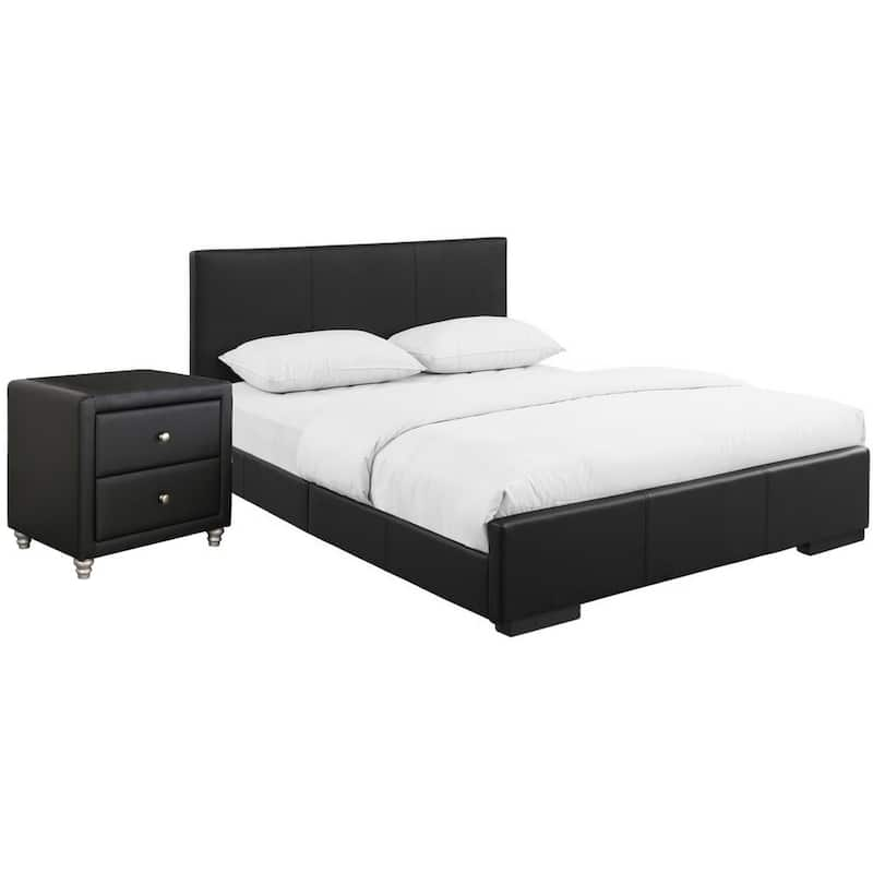 Hindes 2-Piece Black Full Platform Bedroom Set