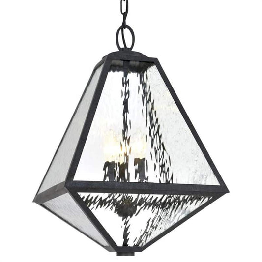 Glacier 3-Light Black Charcoal Lantern Outdoor Chandelier