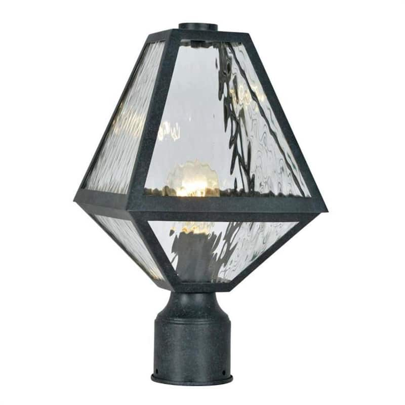 Glacier 1-Light Black Charcoal Outdoor Lantern with Shade