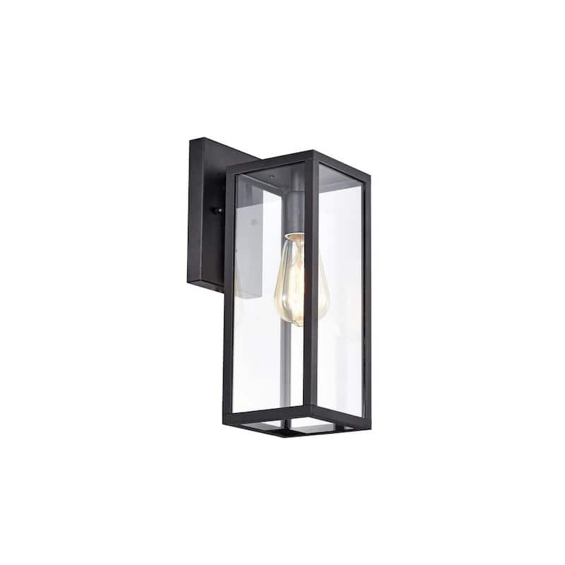 1-Light Square Black Outdoor Wall Lantern Sconce