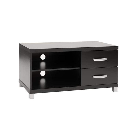 Modern 35.6 in. W Black TV Standor Entertainment Center with 2-Drawers Fits TV's up to 40 in. with 2-Shelves