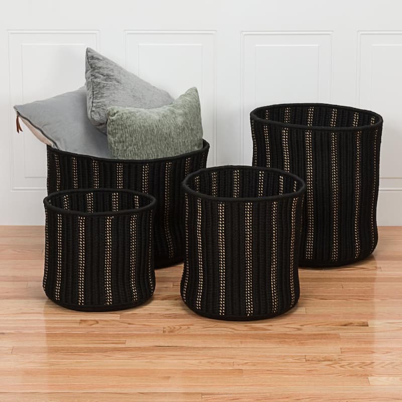 Essentia 12 in. x 12 in. x 12 in. Black Round Polypropylene Braided Basket