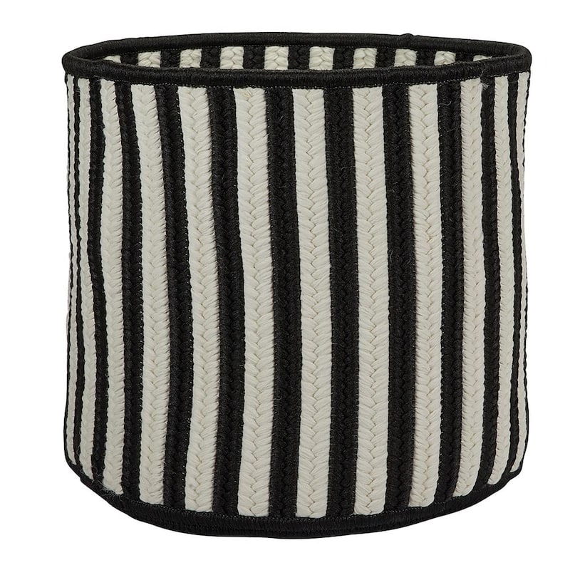 Black 14 in. D x 14 in. W x 12 in. H Vertical Stripe Round Basket