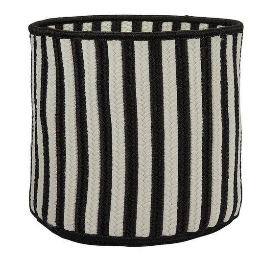 Black 14 in. D x 14 in. W x 12 in. H Vertical Stripe Round Basket