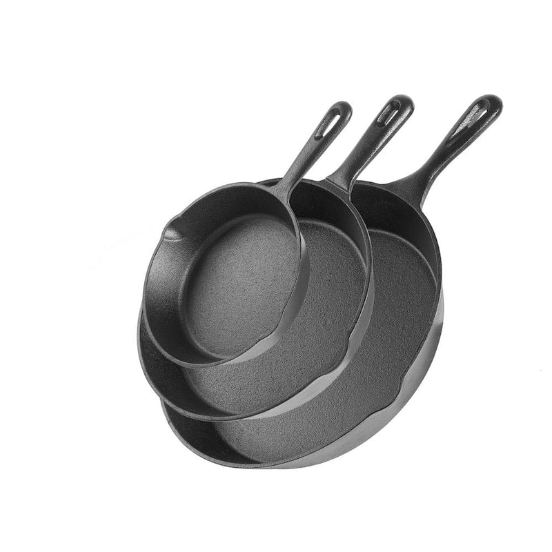 Pre-Seasoned 3-Piece Cast Iron Skillet Set