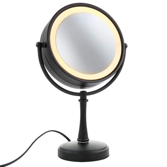 Reflections 8.5 Inch 7x Magnification Incandescent Lighted Mirror in Matte Black