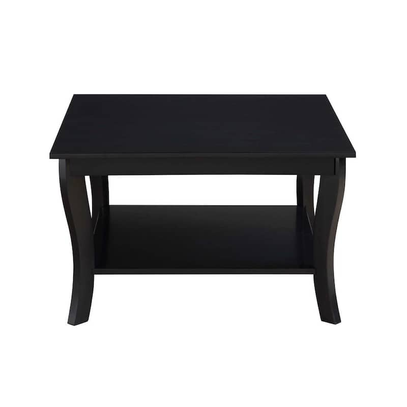 American Heritage Black 24 in.(H) Square Wood End Table with Two Tiers