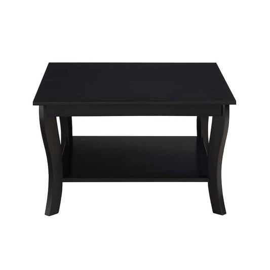 American Heritage Black 24 in.(H) Square Wood End Table with Two Tiers