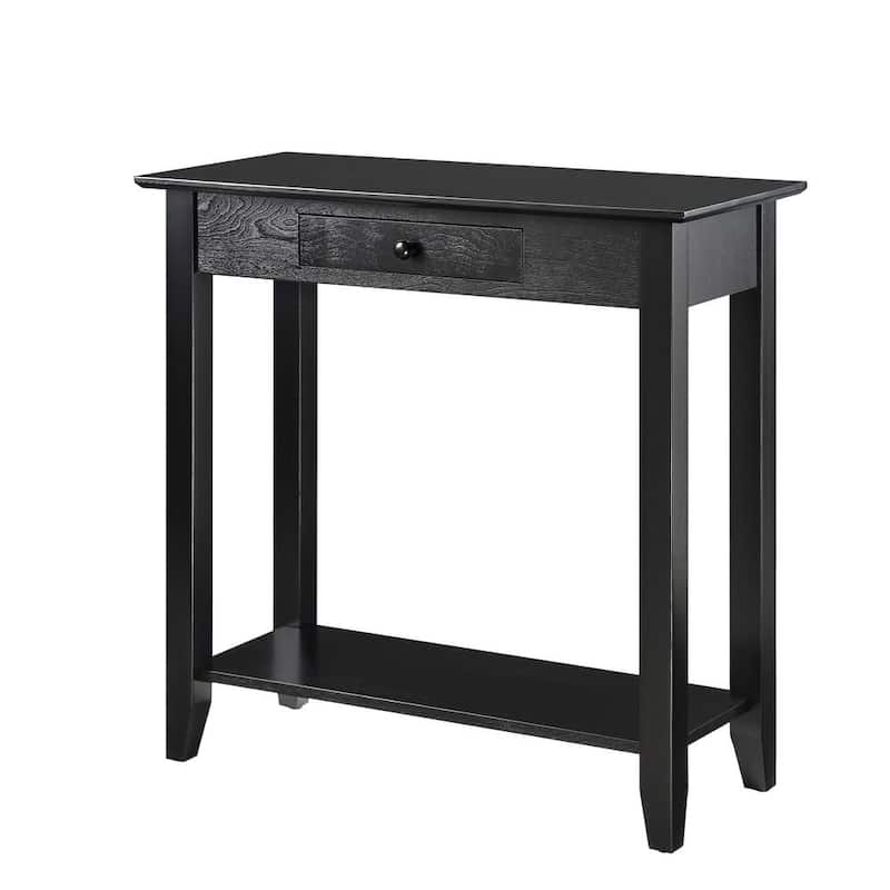 American Heritage 32 in. Black Standard Rectangle Wood Console Table with Drawers