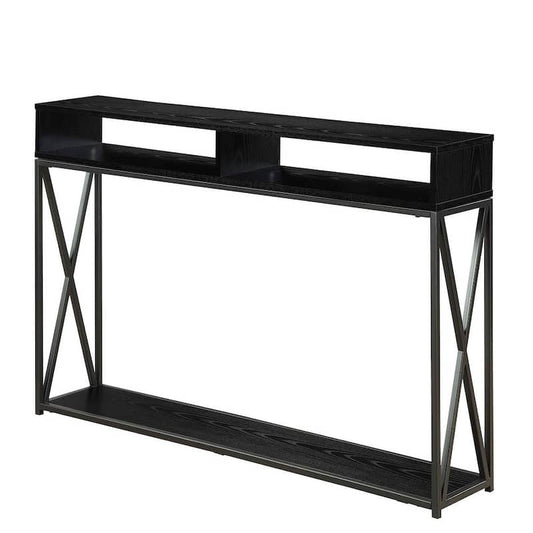 Tucson 48 in. Black Standard Rectangle Console Table with Shelves