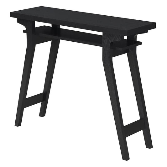 Newport Lynda 36 in. Black Standard Height Rectangular MDF Top Console Table with Shelf