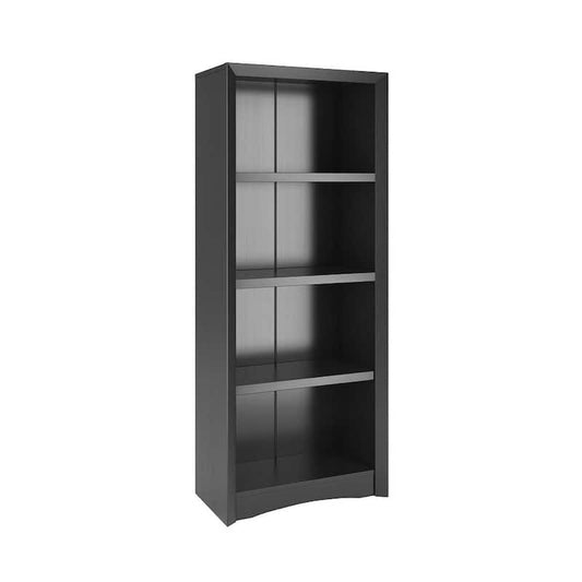 Quadra 71 in. Black Engineered Wood 4-shelf Standard Bookcase with Adjustable Shelves