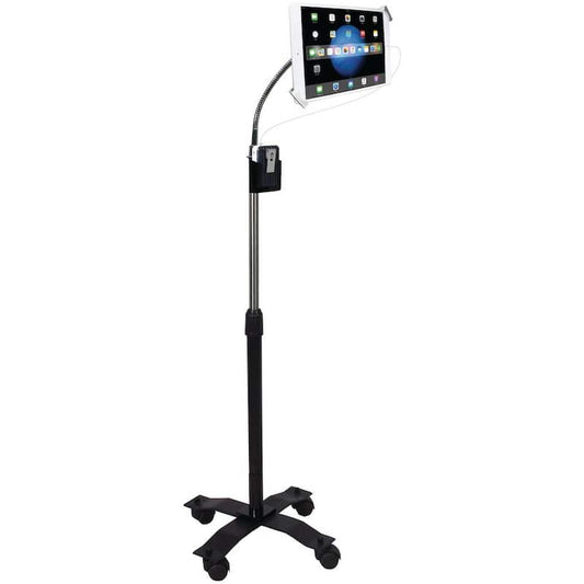 Compact Security Gooseneck Floor Stand with Lock and Key Security System for iPad/Tablet