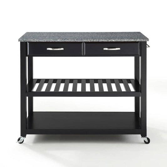 Black Kitchen Cart With Granite Top