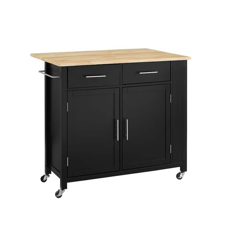 Savannah Black Kitchen Island with Drop Leaf