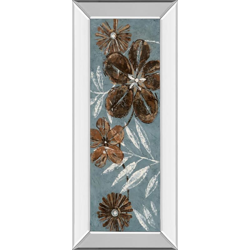 Denim Garden IlBy Maria Donovan Mirror Framed Print Wall Art 18 in. x 42 in.