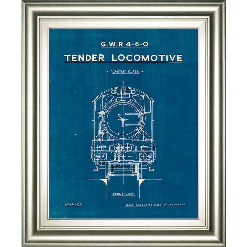 Locomotive Blueprint II By Wild Apple Portfolio Framed Typography Wall Art 26 in. x 22 in.